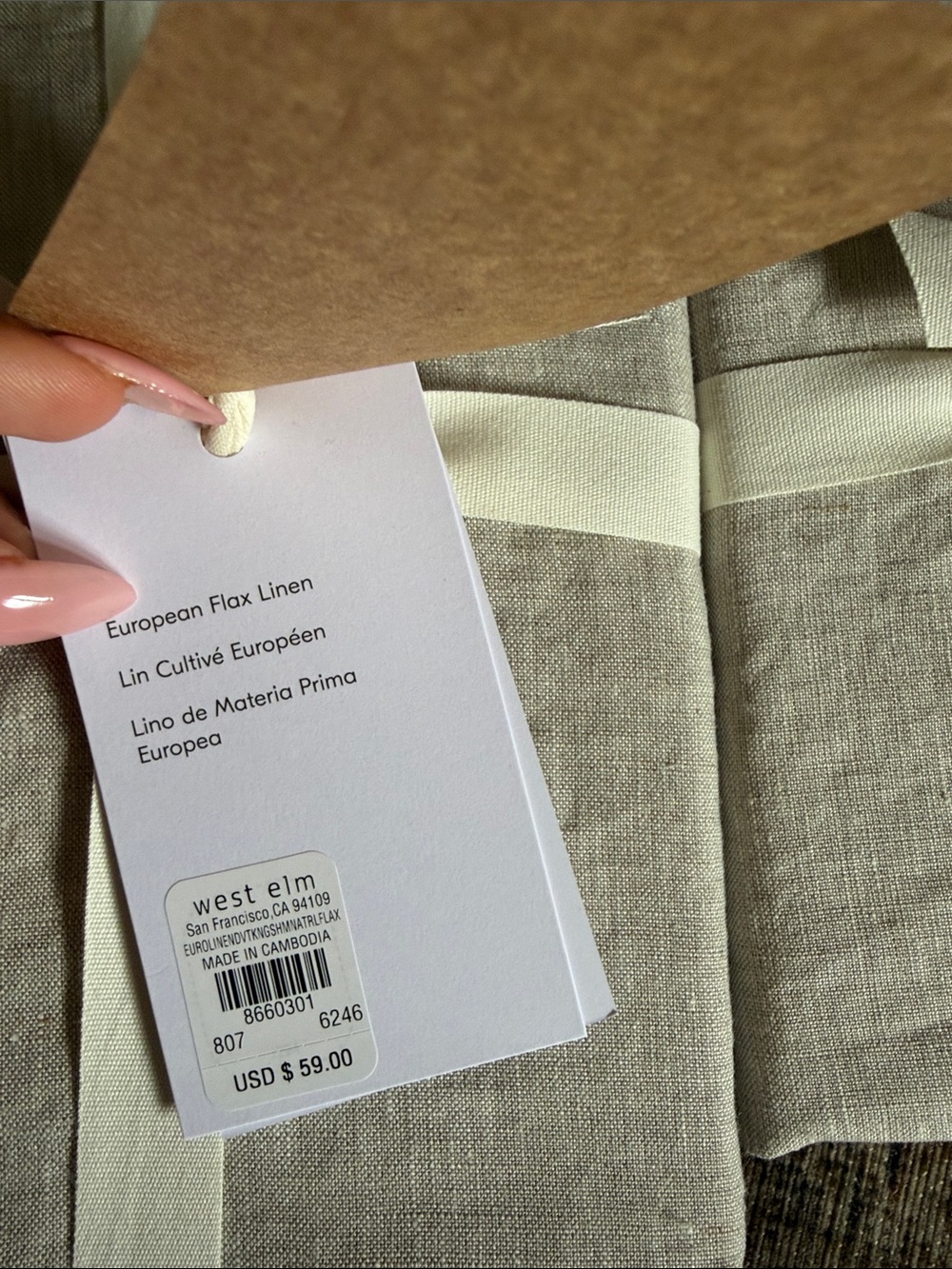 West Elm European Flax Linen Sham in Natural Color NEW size King Set of 2 - Picture 9 of 10